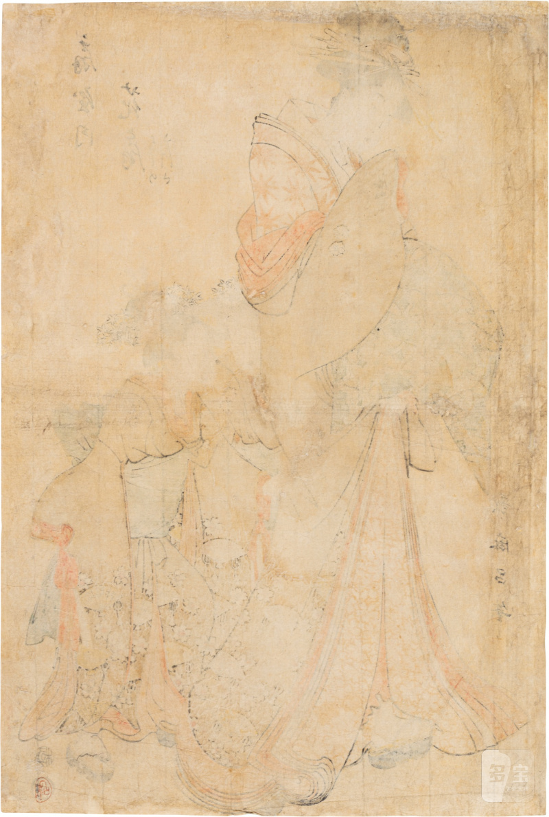 Kitagawa Utamaro (1753-1806) | The courtesan Hanaogi from the Ogiya house, kamuro Yoshino and Tatsuta | Edo period, late 18th century - 图2